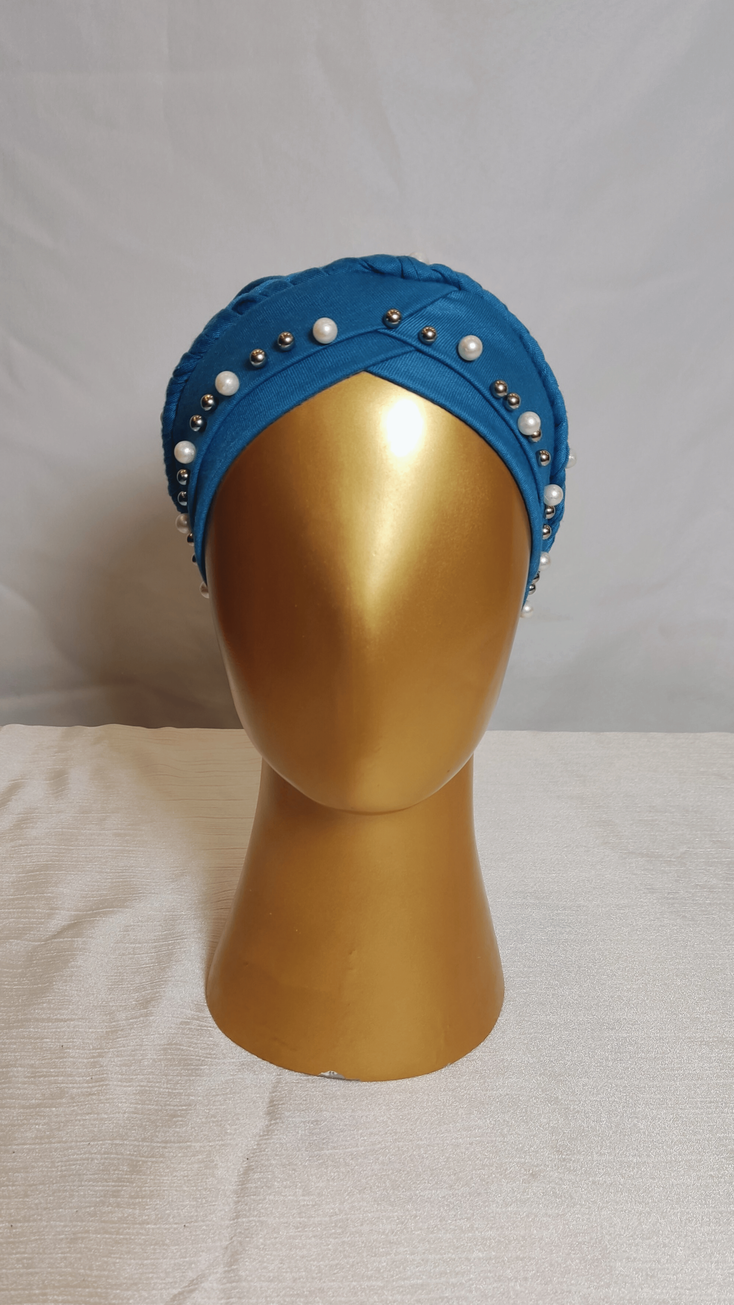 Braided Pearl Cap - Cerulean