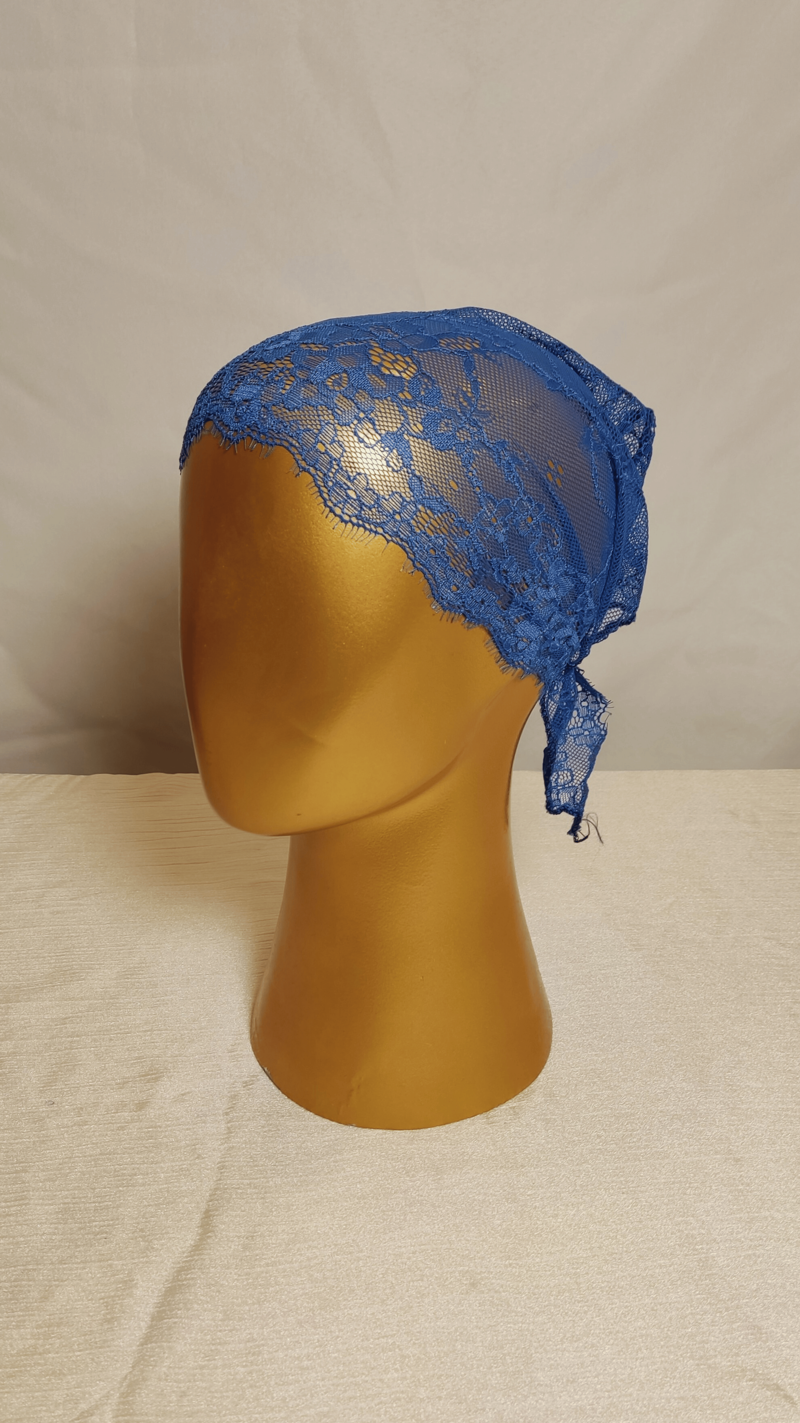 Plain Lace Cap - Cobalt Blue