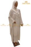 Pearl White Beaded Butterfly Abaya