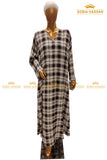 Checkered Front Open Abaya