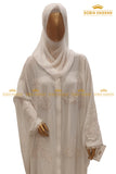 Pearl White Beaded Butterfly Abaya