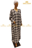 Checkered Front Open Abaya
