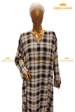 Checkered Front Open Abaya